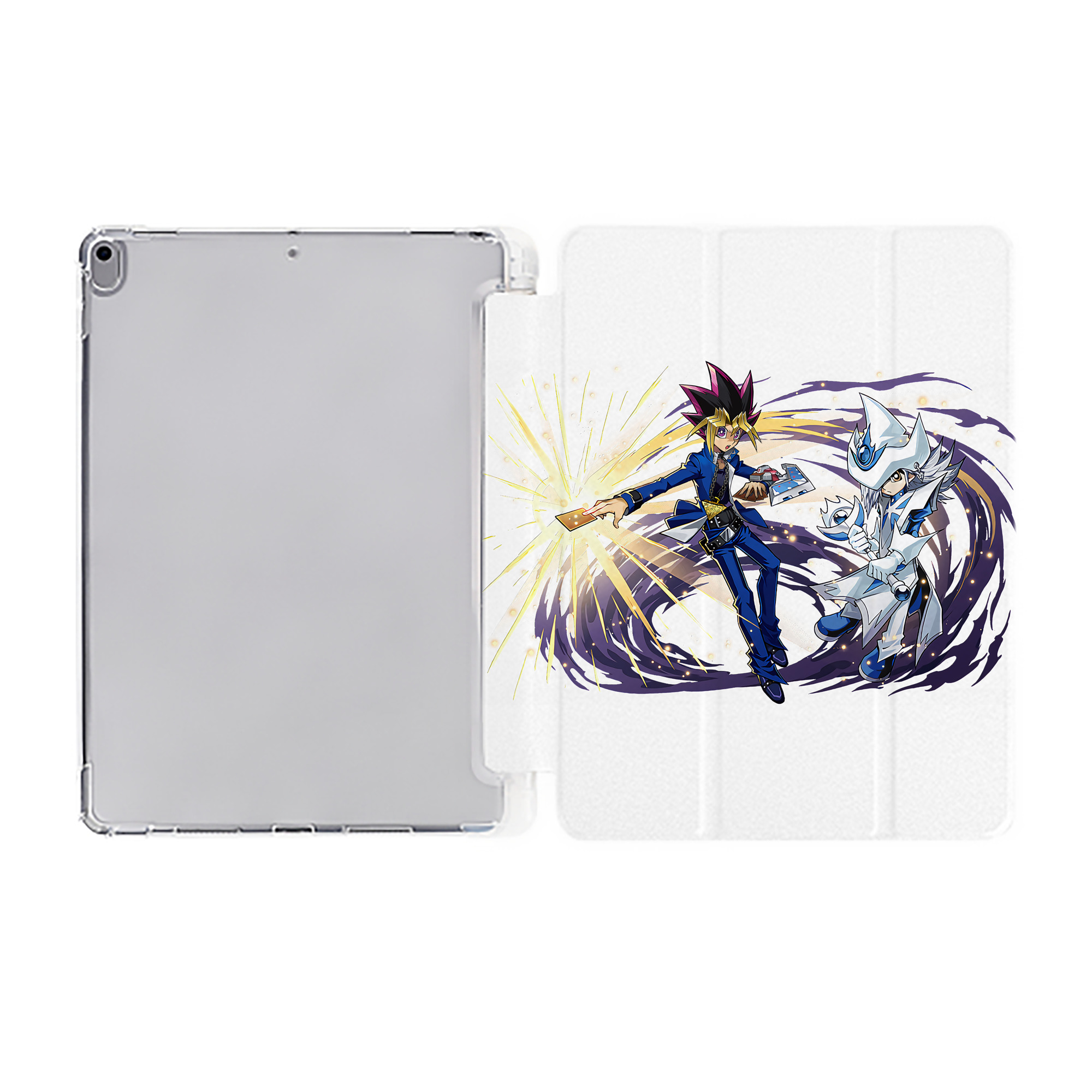 （画像用） 遊☆戯☆王 Yu-Gi-Oh! IPad ケース ペン収納付き 三つ折りスタンド PUレザー×シリコン 対応機種9.5/10.5/10.9インチ